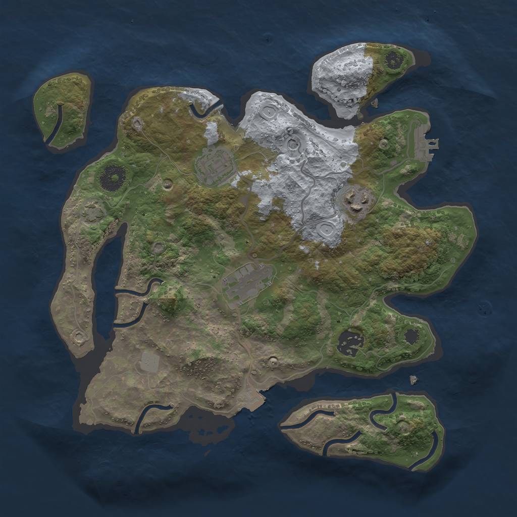 Rust Map: Procedural Map, Size: 3000, Seed: 539745388, 10 Monuments