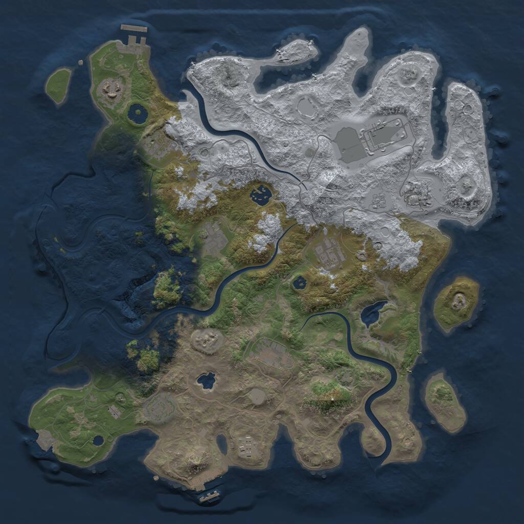 Rust Map: Procedural Map, Size: 4000, Seed: 74967703, 16 Monuments