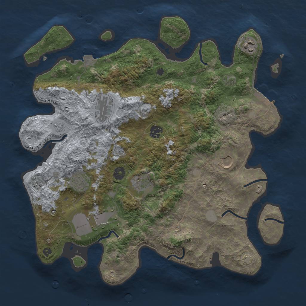 Rust Map: Procedural Map, Size: 3600, Seed: 45231216, 15 Monuments