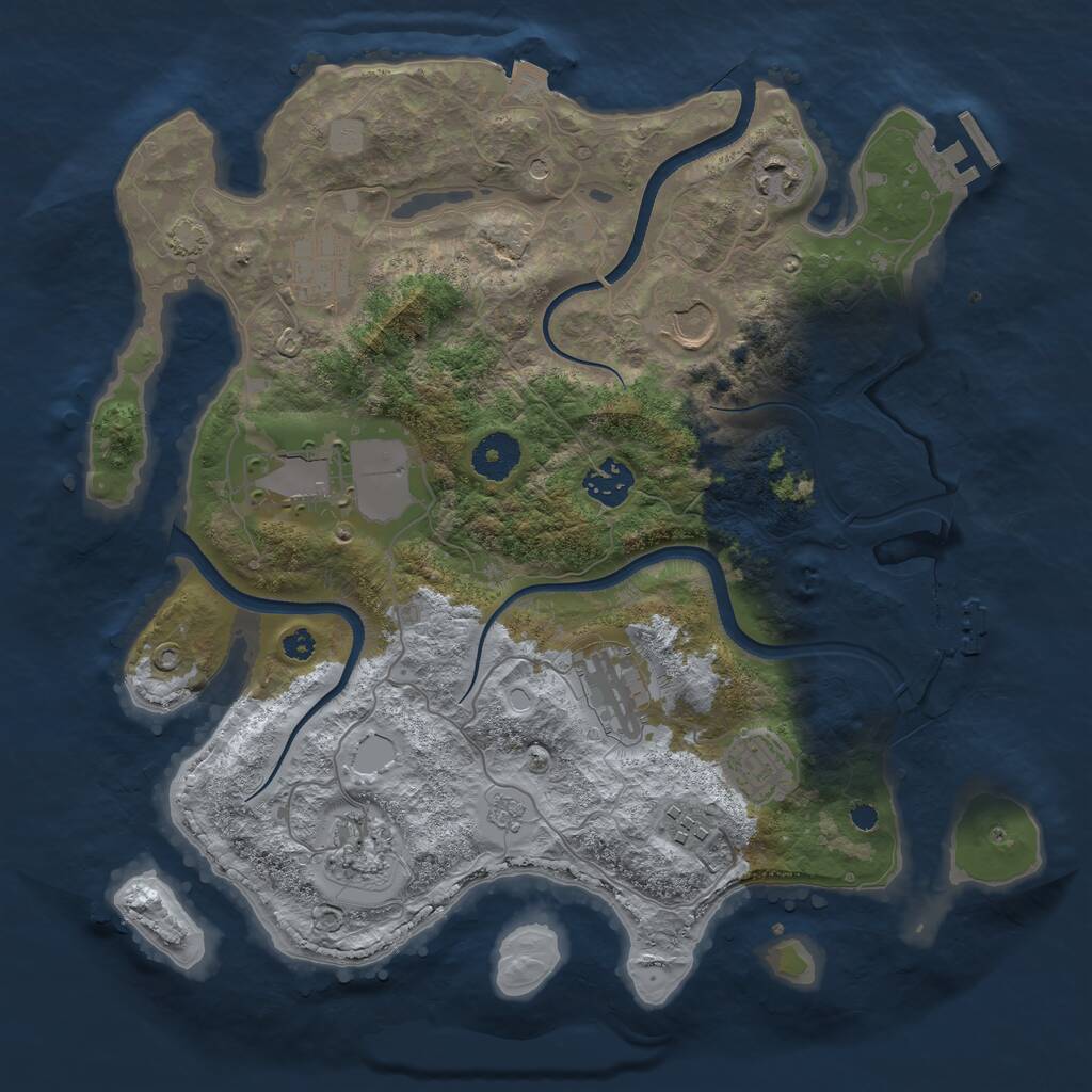 Rust Map: Procedural Map, Size: 3500, Seed: 5539363, 15 Monuments