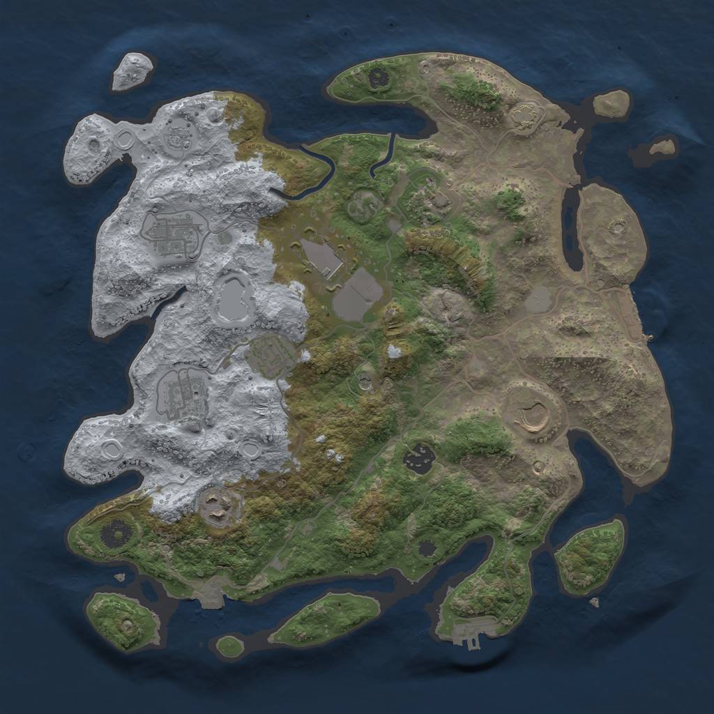 Rust Map: Procedural Map, Size: 3600, Seed: 65105664, 16 Monuments