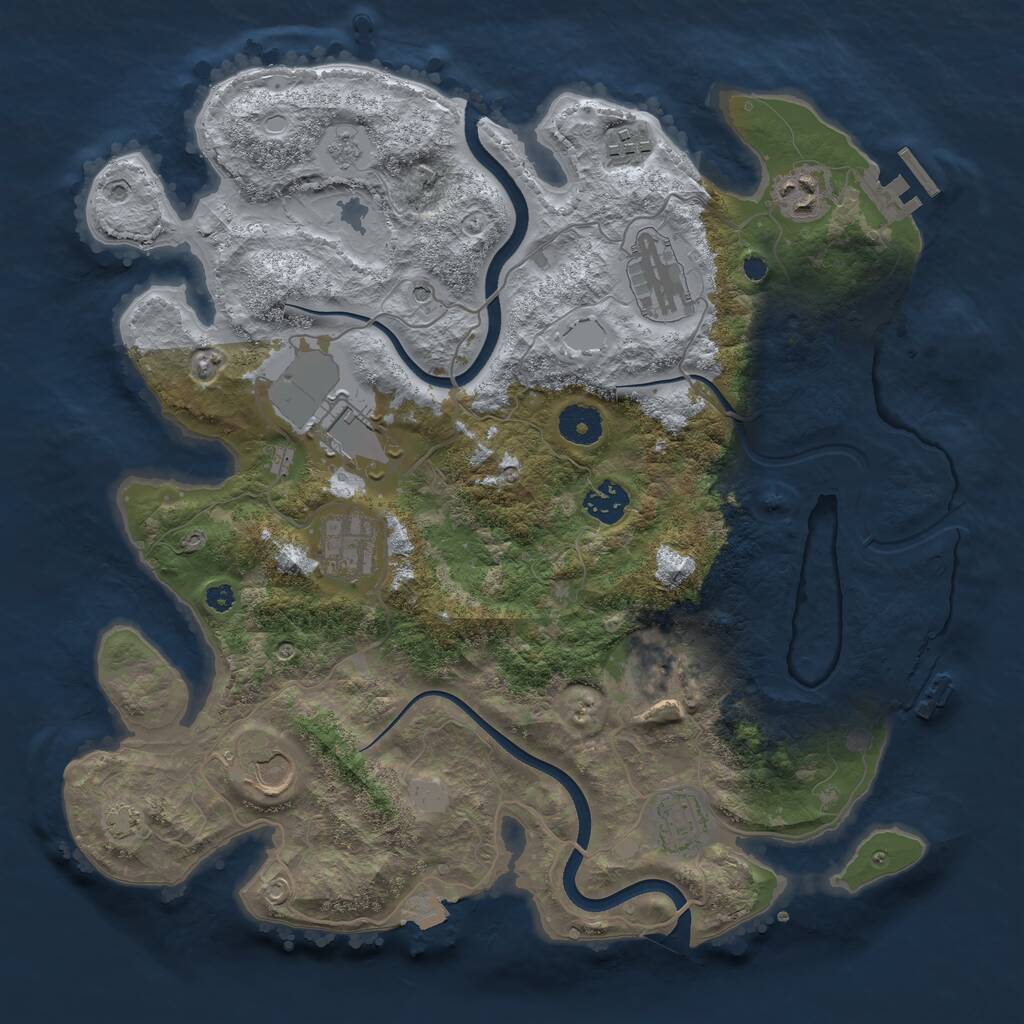Rust Map: Procedural Map, Size: 3650, Seed: 56739501, 15 Monuments