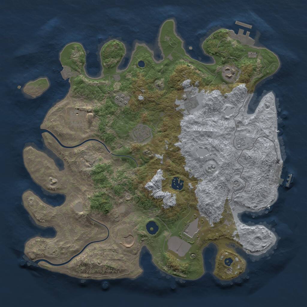 Rust Map: Procedural Map, Size: 3650, Seed: 87231303, 14 Monuments