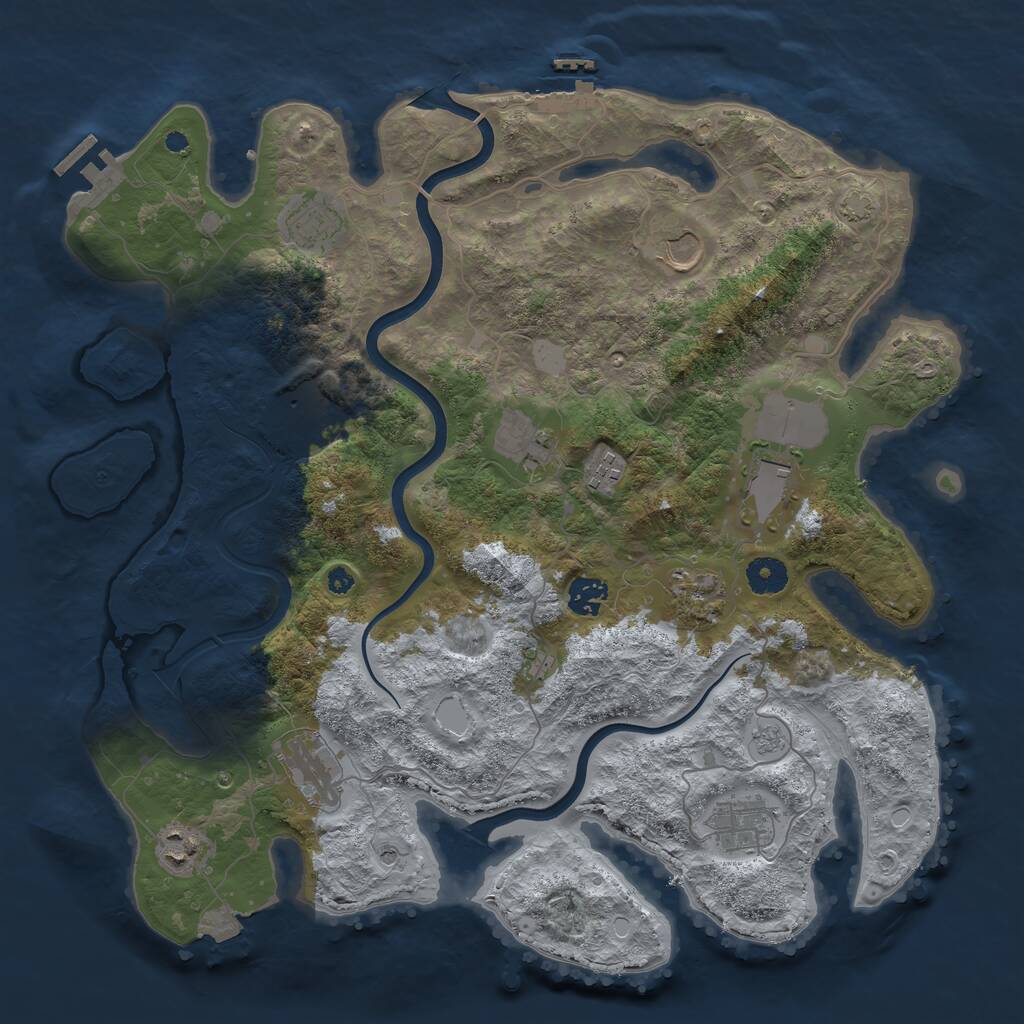 Rust Map: Procedural Map, Size: 3900, Seed: 77450699, 17 Monuments