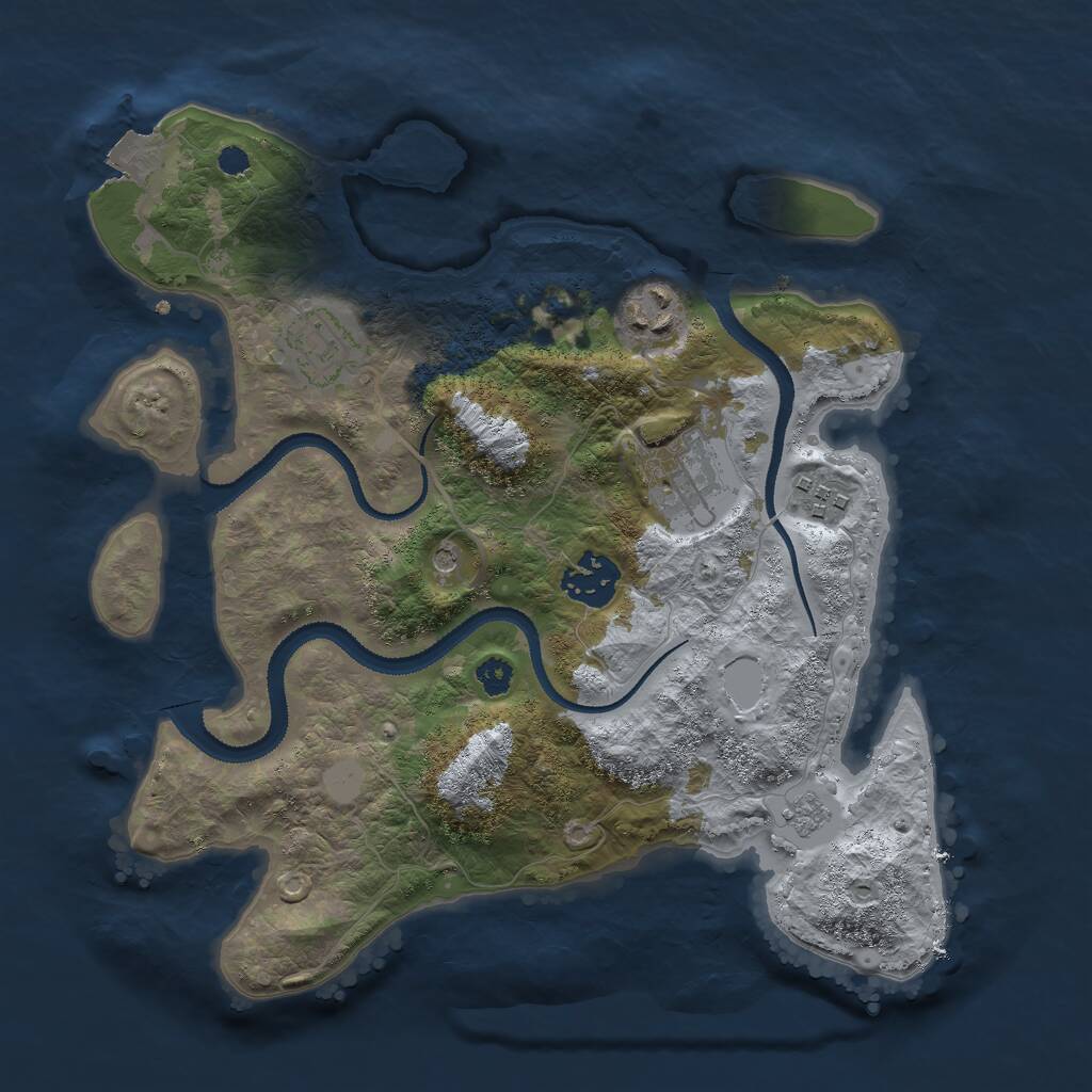 Rust Map: Procedural Map, Size: 3000, Seed: 2127683667, 8 Monuments