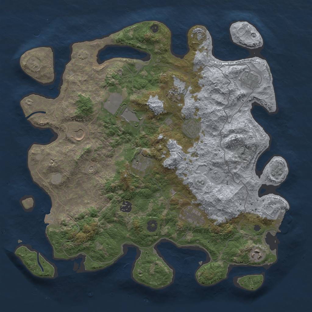 Rust Map: Procedural Map, Size: 4000, Seed: 69168376, 17 Monuments