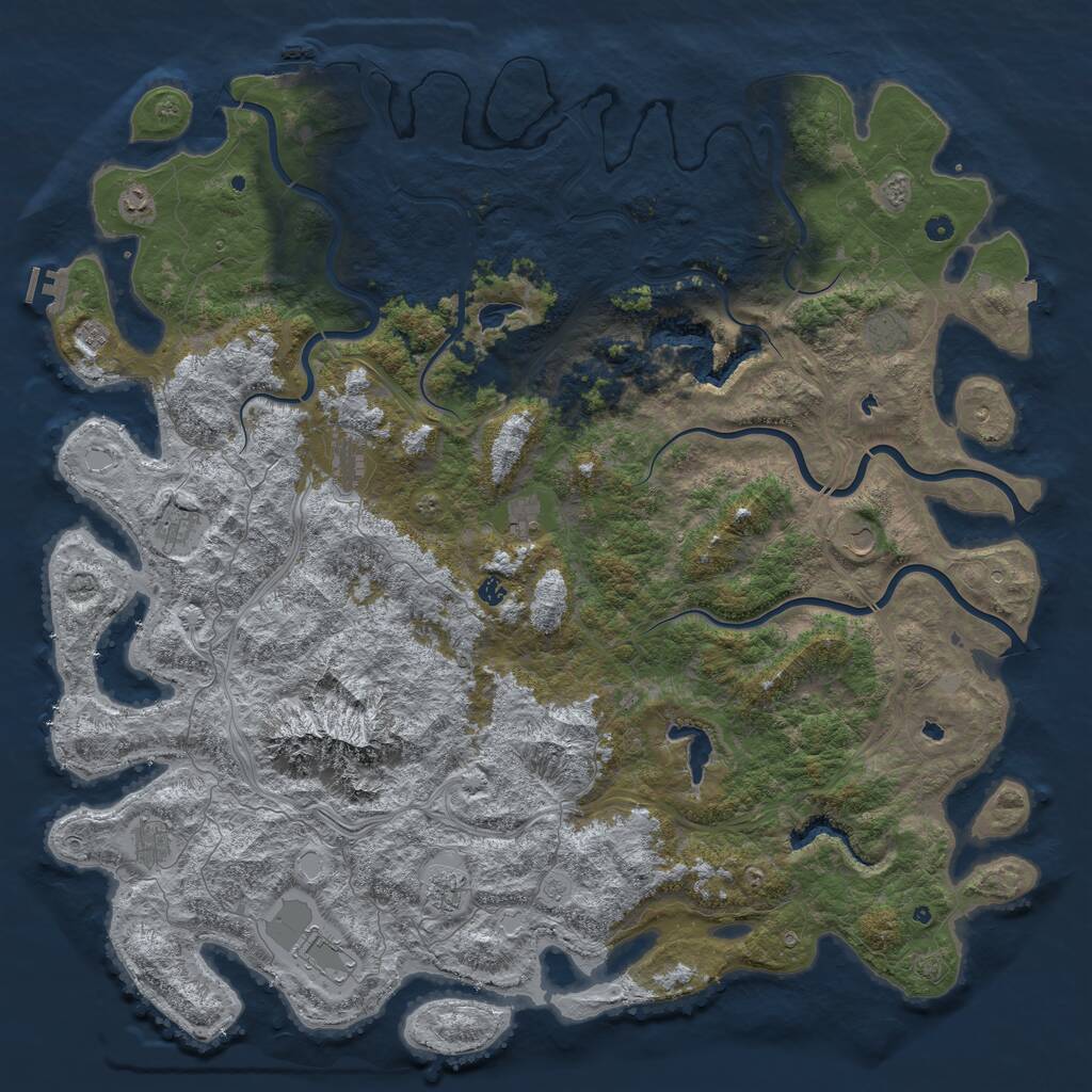 Rust Map: Procedural Map, Size: 6000, Seed: 581627335, 17 Monuments