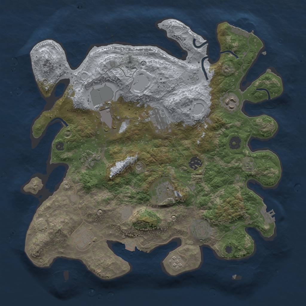 Rust Map: Procedural Map, Size: 3600, Seed: 1845845099, 17 Monuments