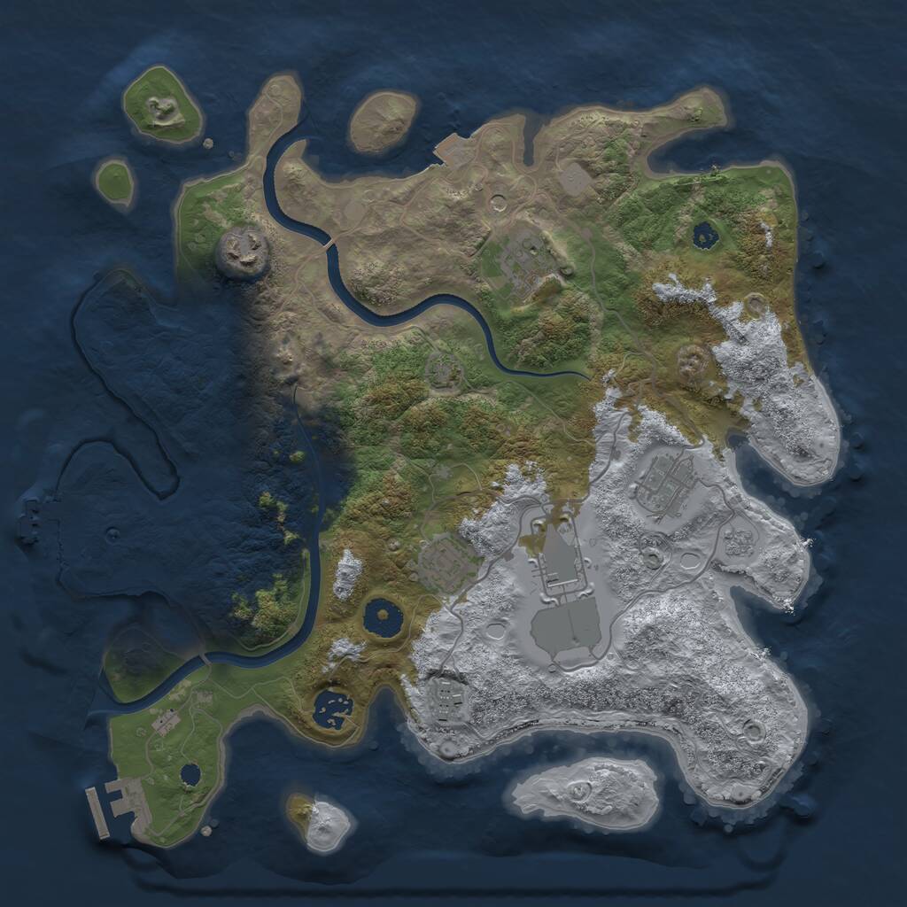 Rust Map: Procedural Map, Size: 3500, Seed: 45223, 13 Monuments