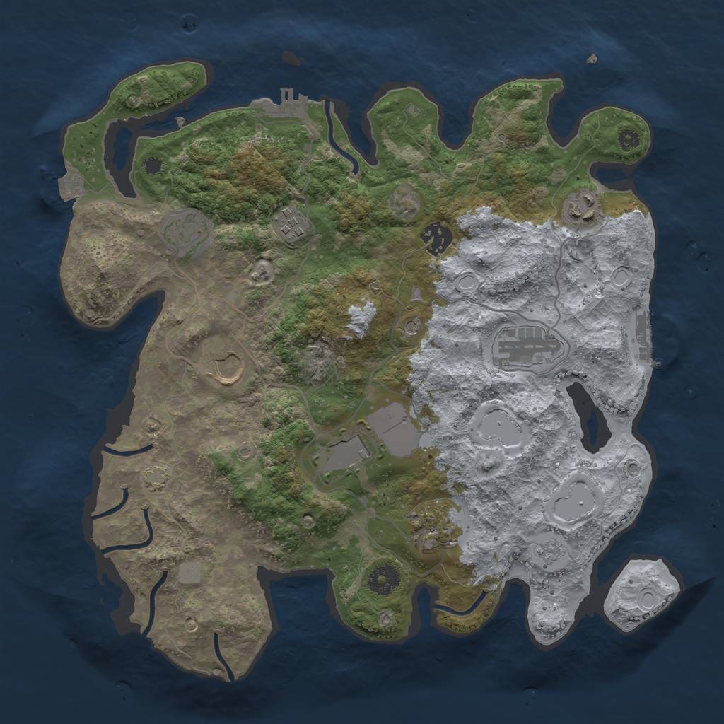 Rust Map: Procedural Map, Size: 3500, Seed: 1757084773, 16 Monuments