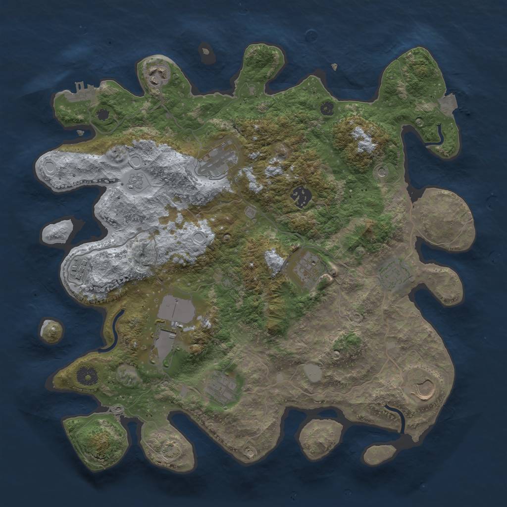 Rust Map: Procedural Map, Size: 3700, Seed: 1863847929, 16 Monuments
