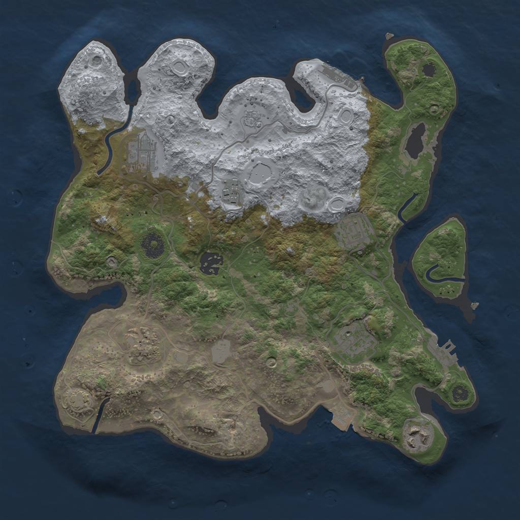 Rust Map: Procedural Map, Size: 3250, Seed: 41961, 14 Monuments