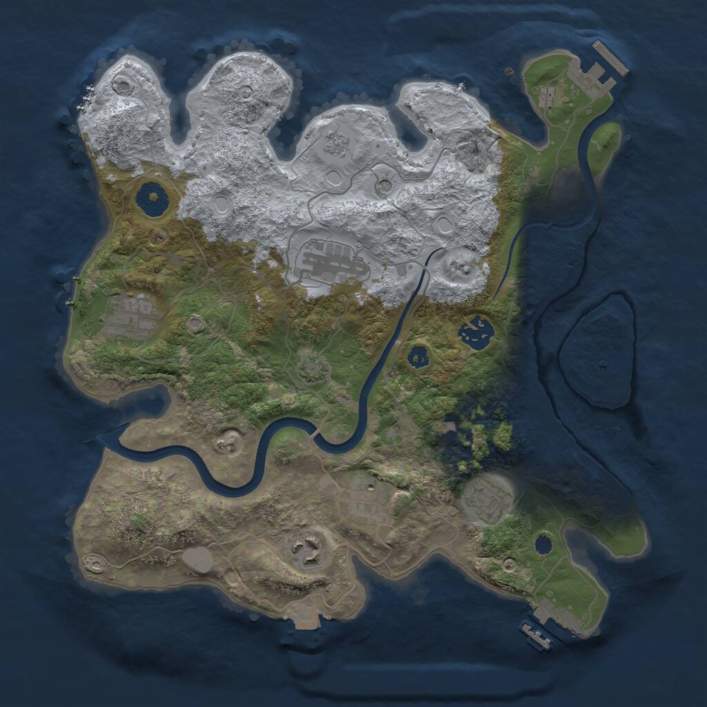 Rust Map: Procedural Map, Size: 3250, Seed: 41961, 12 Monuments
