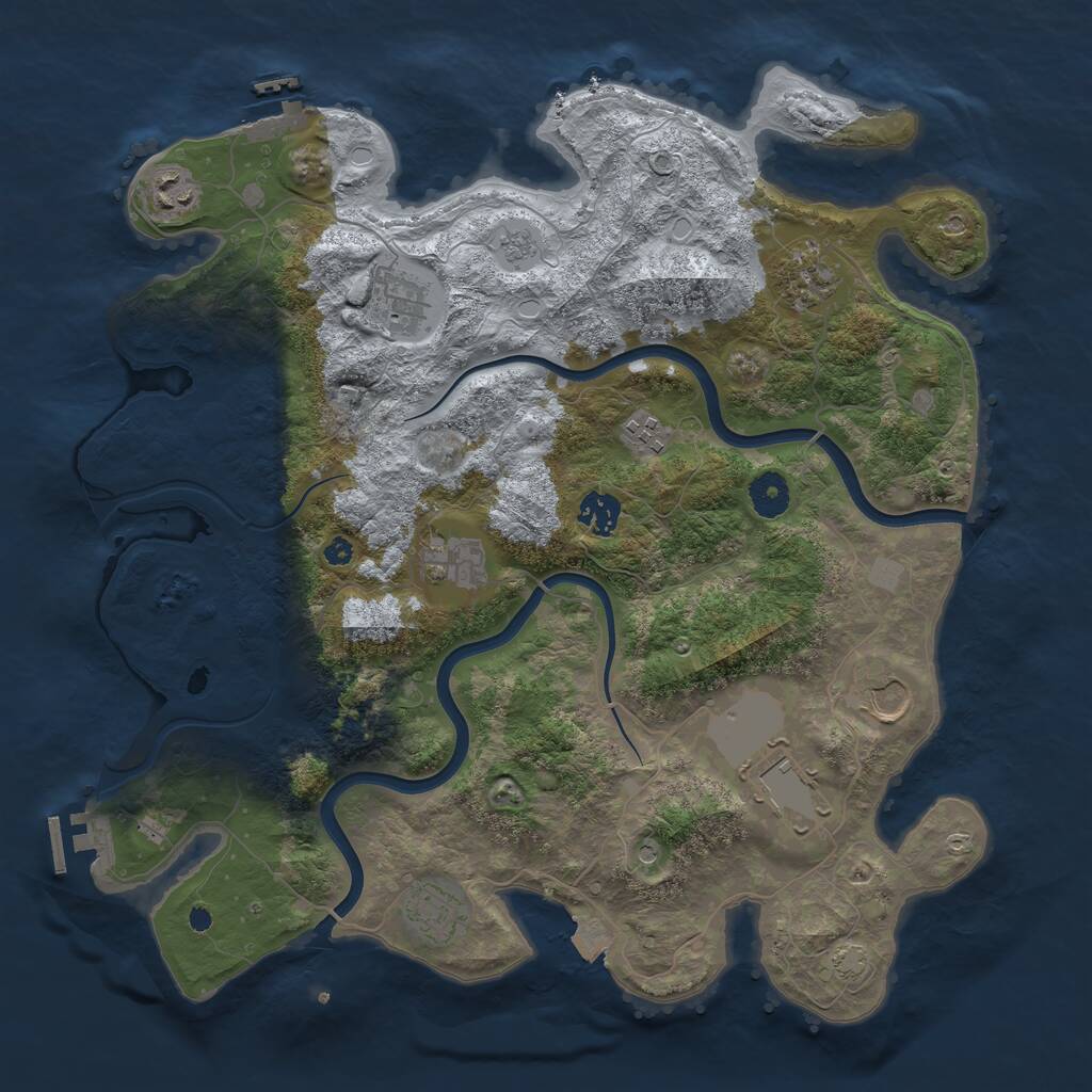 Rust Map: Procedural Map, Size: 3850, Seed: 51594790, 15 Monuments