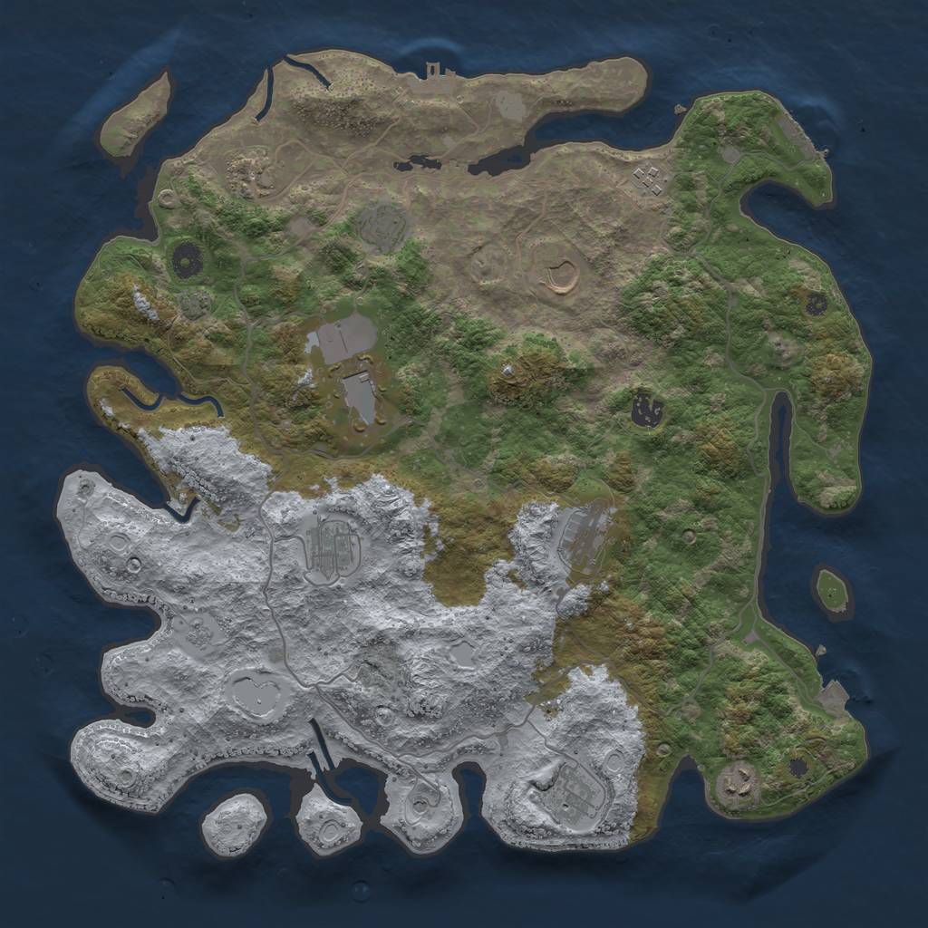 Rust Map: Procedural Map, Size: 4200, Seed: 1942424179, 18 Monuments