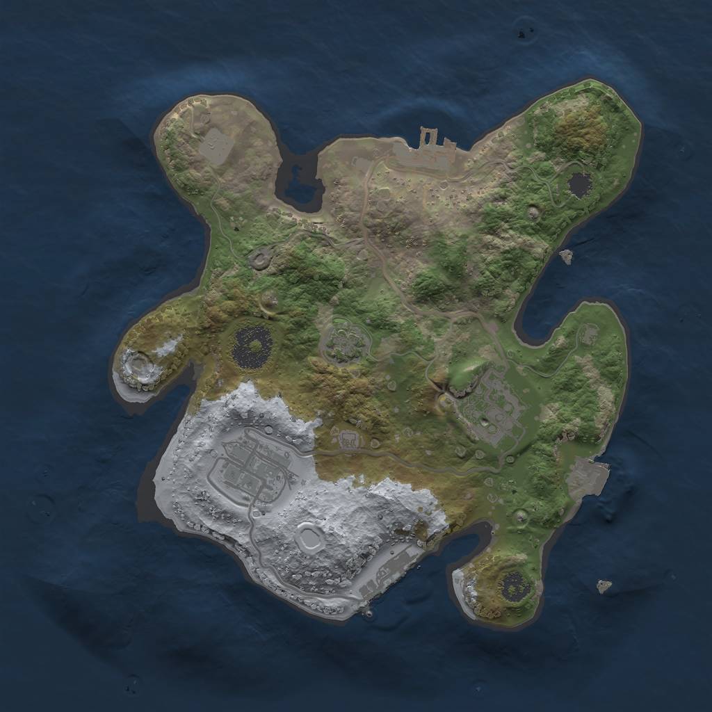 Rust Map: Procedural Map, Size: 2500, Seed: 880131849, 8 Monuments