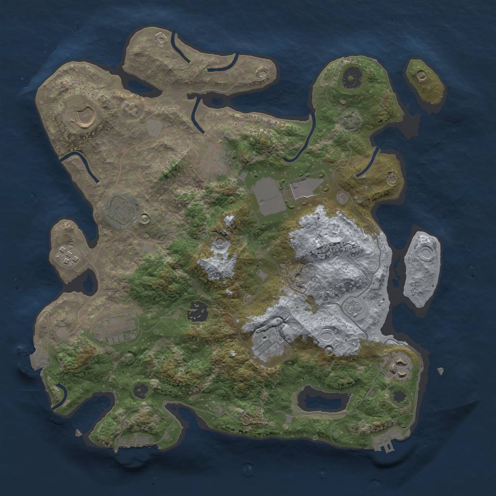 Rust Map: Procedural Map, Size: 3500, Seed: 1137812761, 17 Monuments