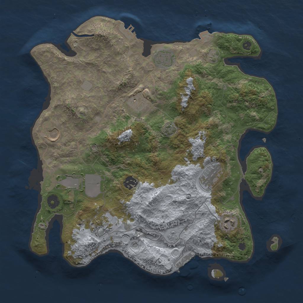 Rust Map: Procedural Map, Size: 3500, Seed: 84475621, 16 Monuments