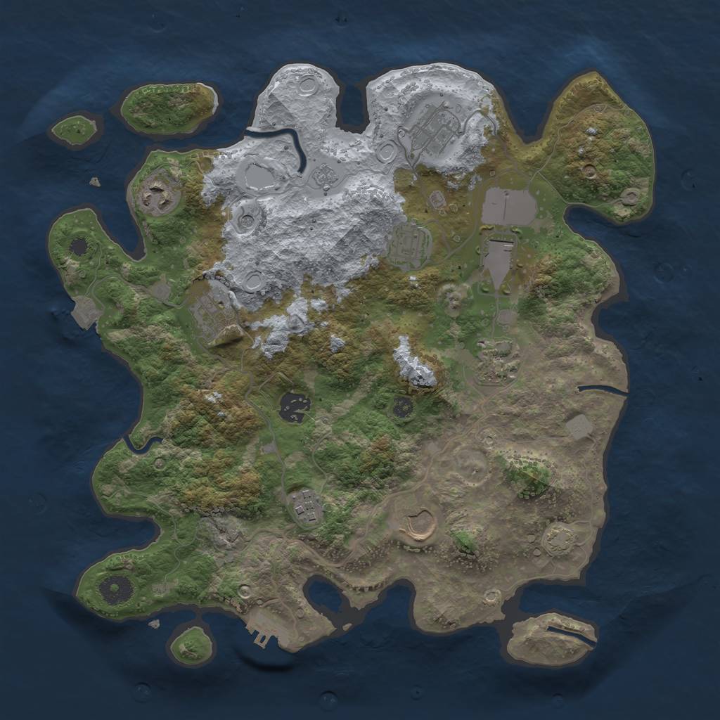 Rust Map: Procedural Map, Size: 3500, Seed: 56784324, 16 Monuments