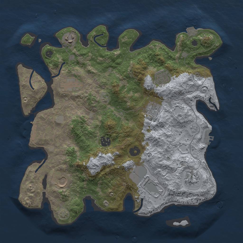 Rust Map: Procedural Map, Size: 3500, Seed: 27723036, 16 Monuments