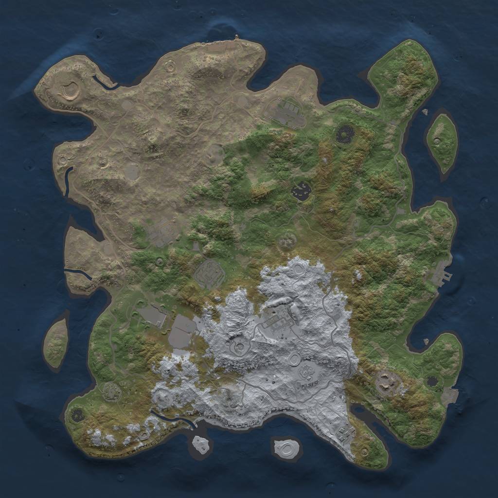 Rust Map: Procedural Map, Size: 4000, Seed: 288873331, 17 Monuments