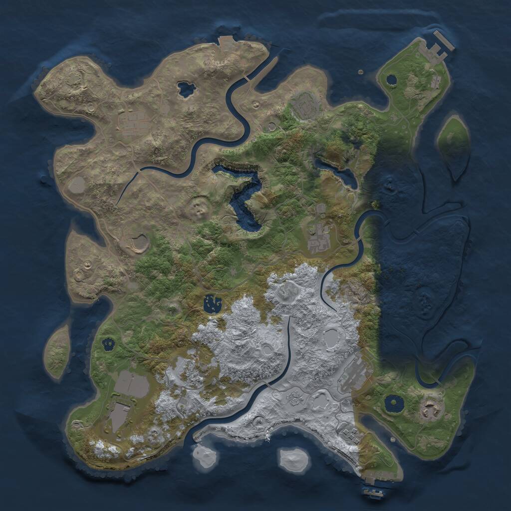 Rust Map: Procedural Map, Size: 4000, Seed: 288873331, 16 Monuments