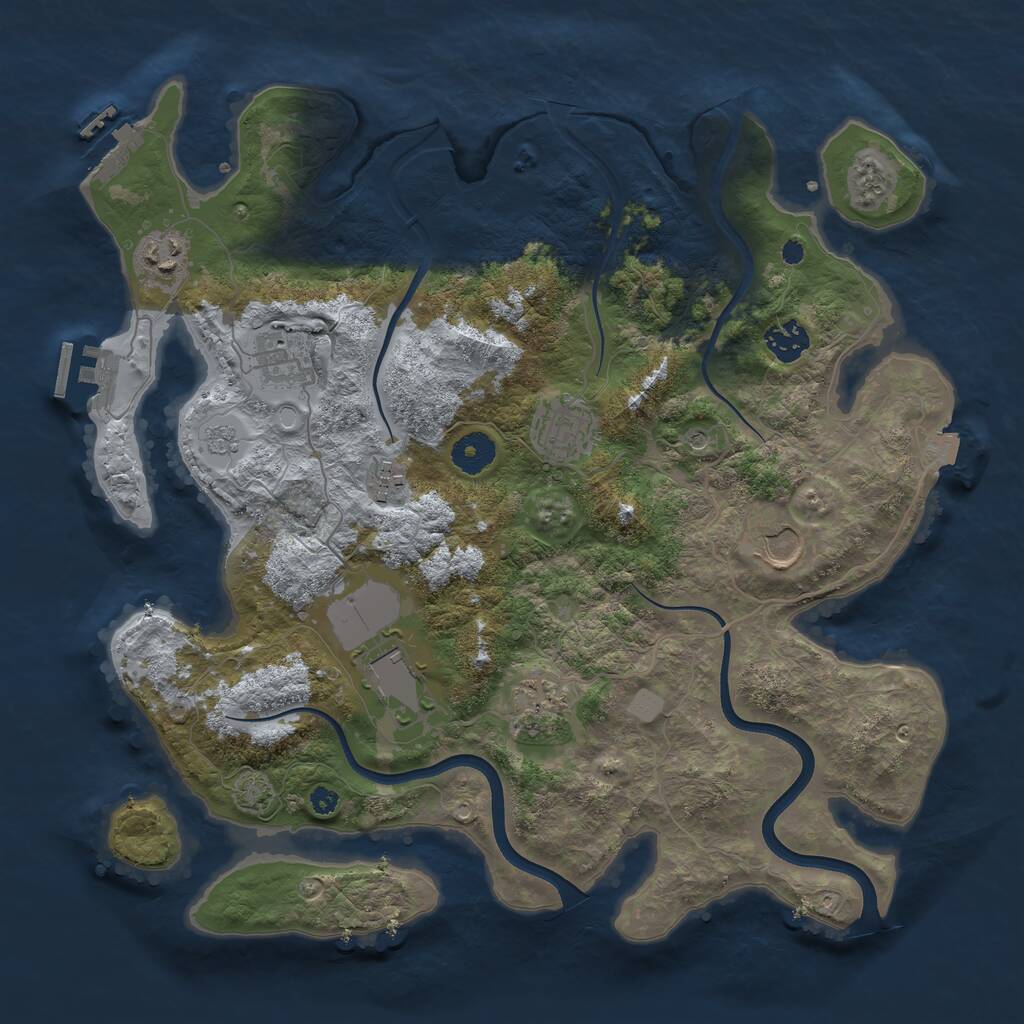 Rust Map: Procedural Map, Size: 3700, Seed: 1055334706, 14 Monuments