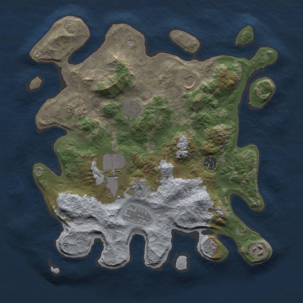 Rust Map: Barren, Size: 3500, Seed: 445693831, 12 Monuments