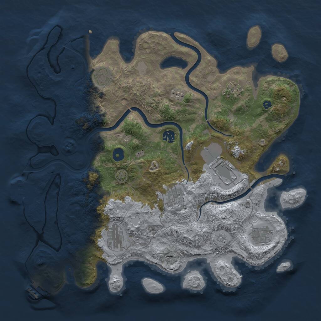 Rust Map: Procedural Map, Size: 3850, Seed: 83303059, 14 Monuments