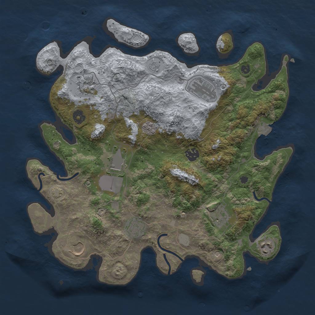 Rust Map: Procedural Map, Size: 3550, Seed: 51590218, 15 Monuments