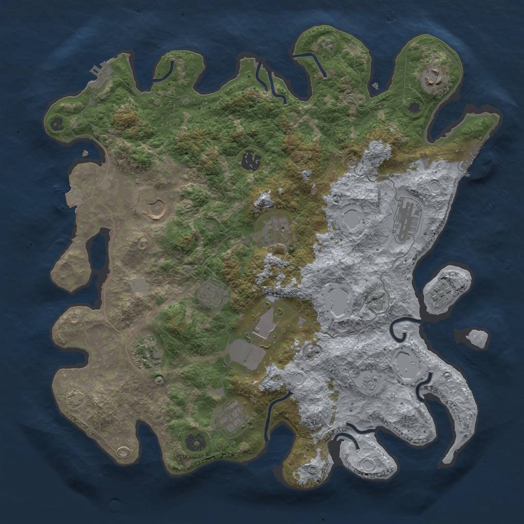 Rust Map: Procedural Map, Size: 3950, Seed: 96314056, 18 Monuments