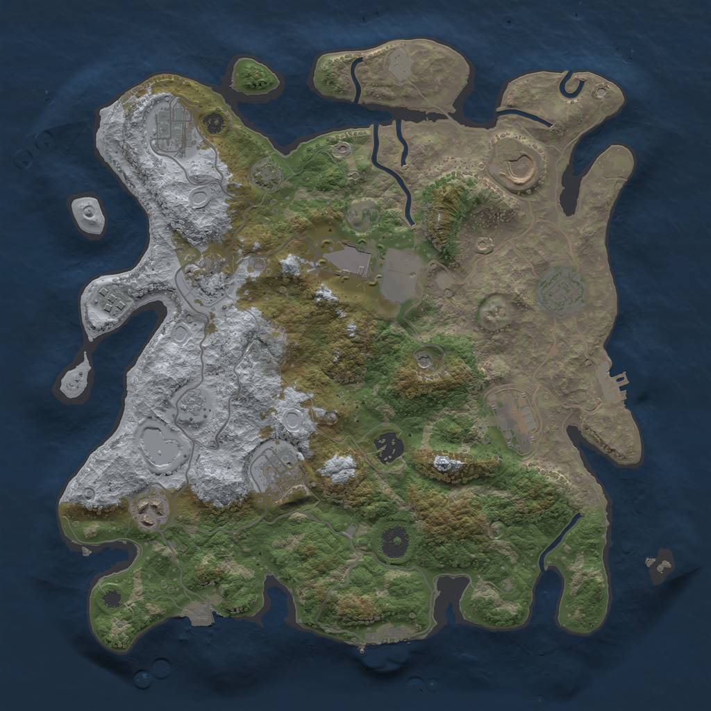 Rust Map: Procedural Map, Size: 3600, Seed: 18125425, 18 Monuments