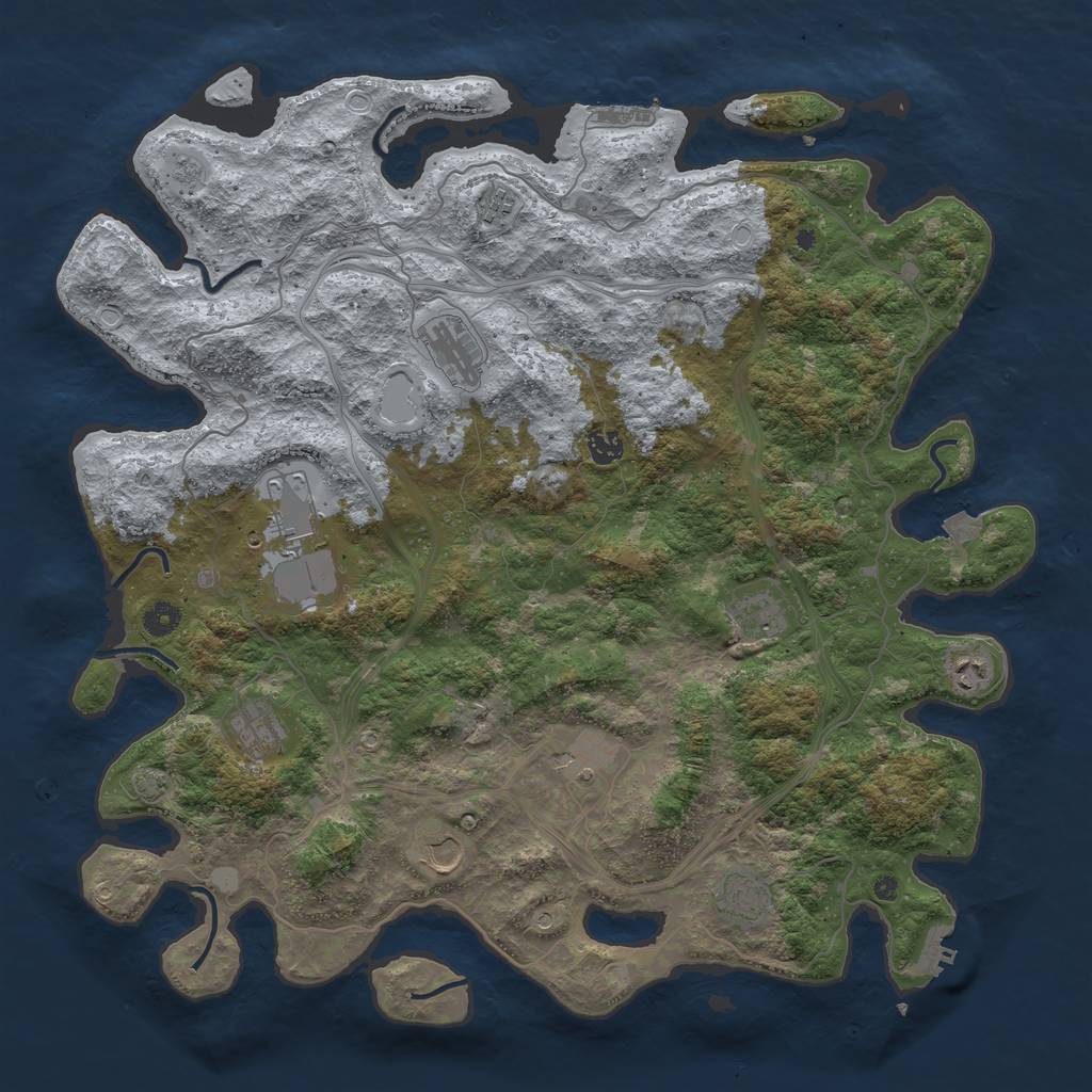 Rust Map: Procedural Map, Size: 4550, Seed: 1165770757, 18 Monuments