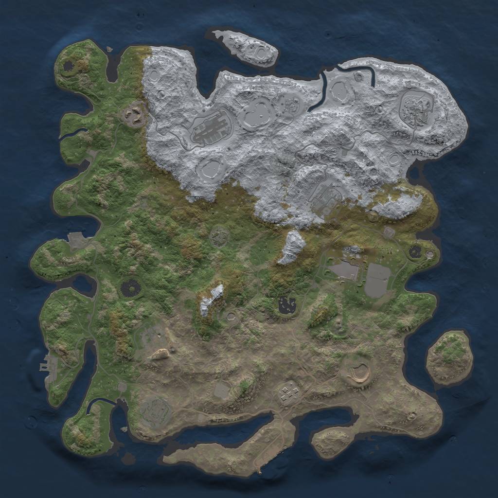 Rust Map: Procedural Map, Size: 3950, Seed: 78094513, 18 Monuments
