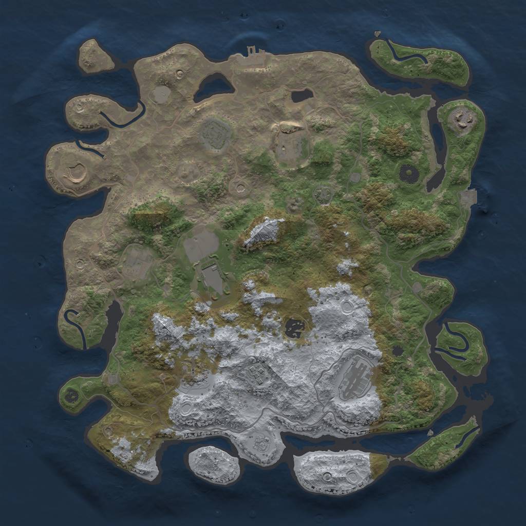 Rust Map: Procedural Map, Size: 4000, Seed: 20230209, 17 Monuments