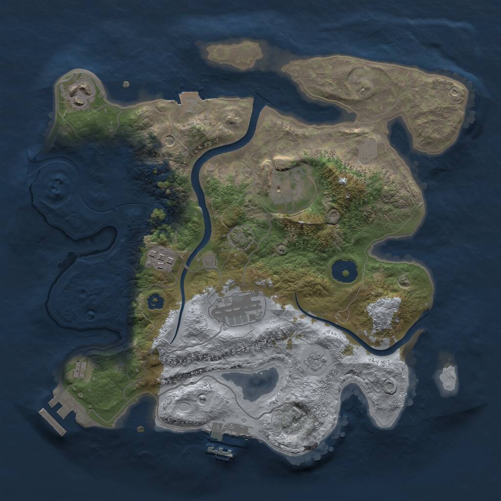 Rust Map: Procedural Map, Size: 3000, Seed: 3567345, 10 Monuments