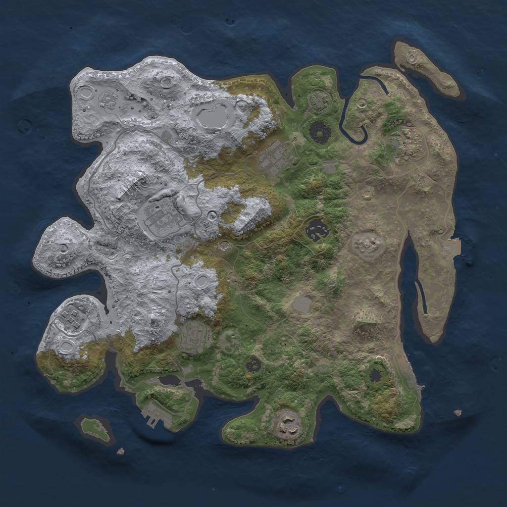 Rust Map: Procedural Map, Size: 3450, Seed: 16417191, 15 Monuments