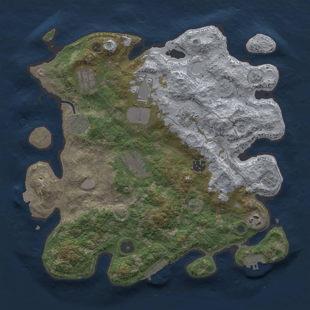 Rust Map: Procedural Map, Size: 3500, Seed: 39361493, 16 Monuments