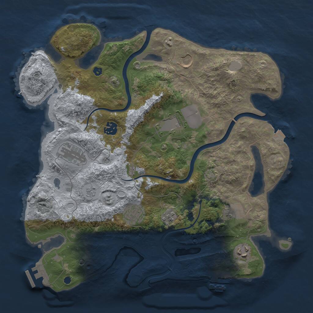 Rust Map: Procedural Map, Size: 3500, Seed: 553833364, 14 Monuments