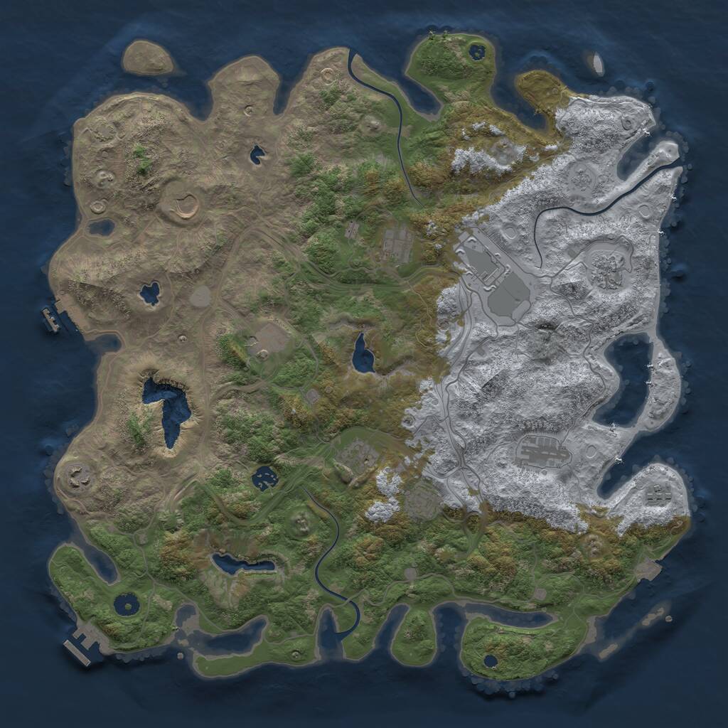Rust Map: Procedural Map, Size: 4500, Seed: 2042500367, 17 Monuments