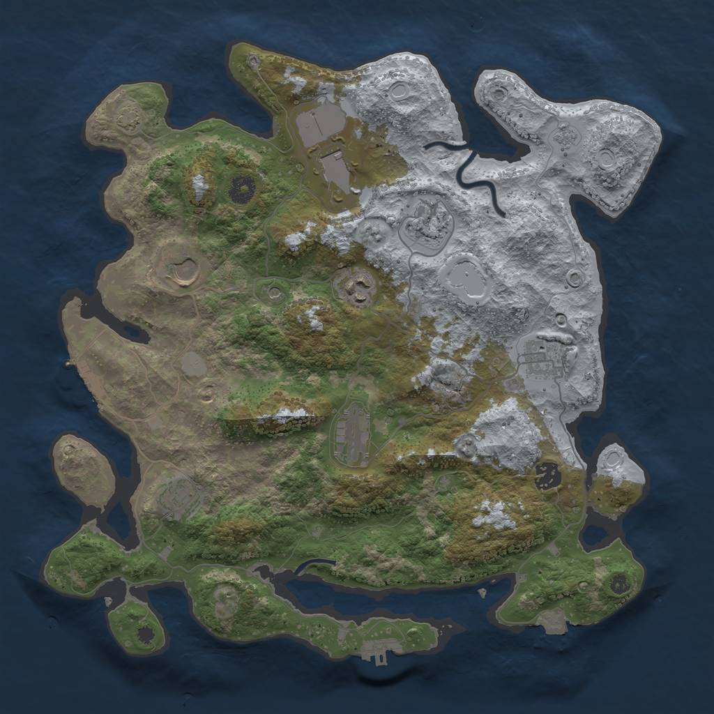 Rust Map: Procedural Map, Size: 3800, Seed: 177904318, 16 Monuments