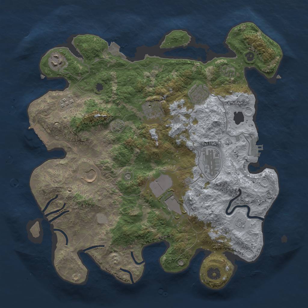 Rust Map: Procedural Map, Size: 3500, Seed: 1023937260, 15 Monuments