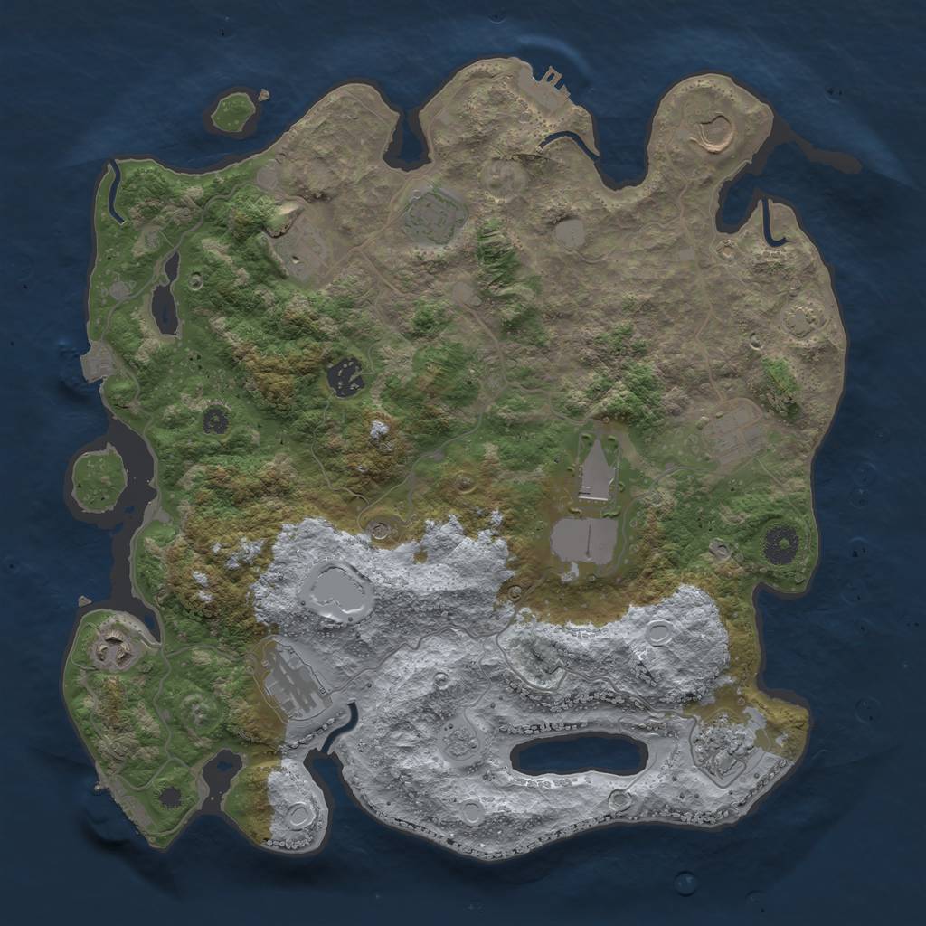 Rust Map: Procedural Map, Size: 3700, Seed: 1359908307, 17 Monuments