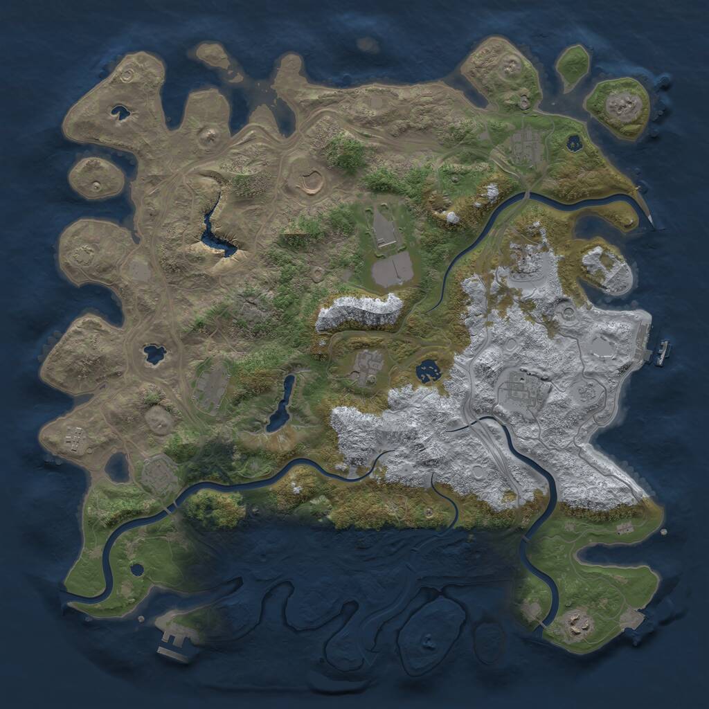 Rust Map: Procedural Map, Size: 4500, Seed: 1164878998, 17 Monuments