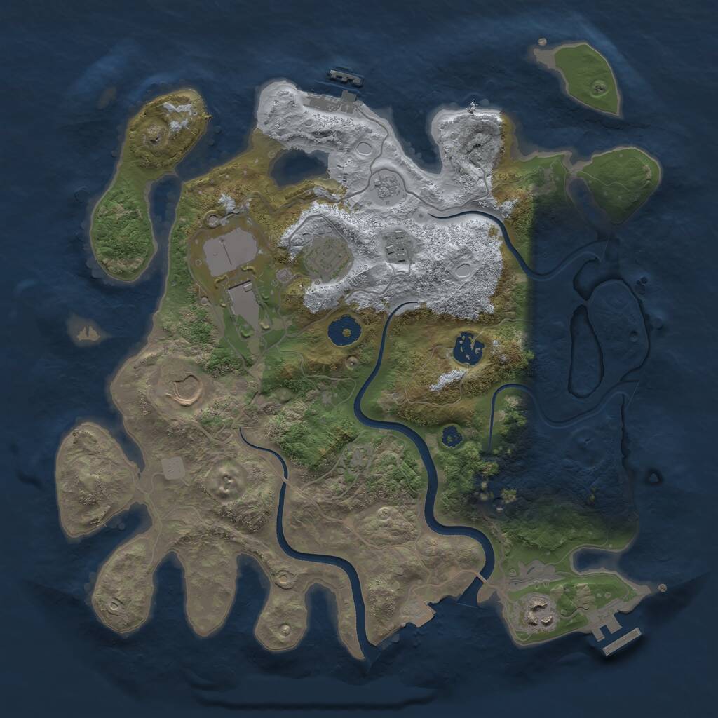 Rust Map: Procedural Map, Size: 3500, Seed: 1083623150, 12 Monuments