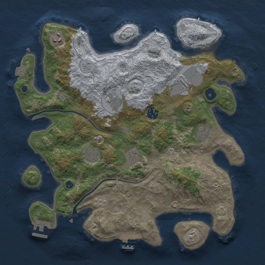 Rust Map: Procedural Map, Size: 3500, Seed: 76188, 14 Monuments
