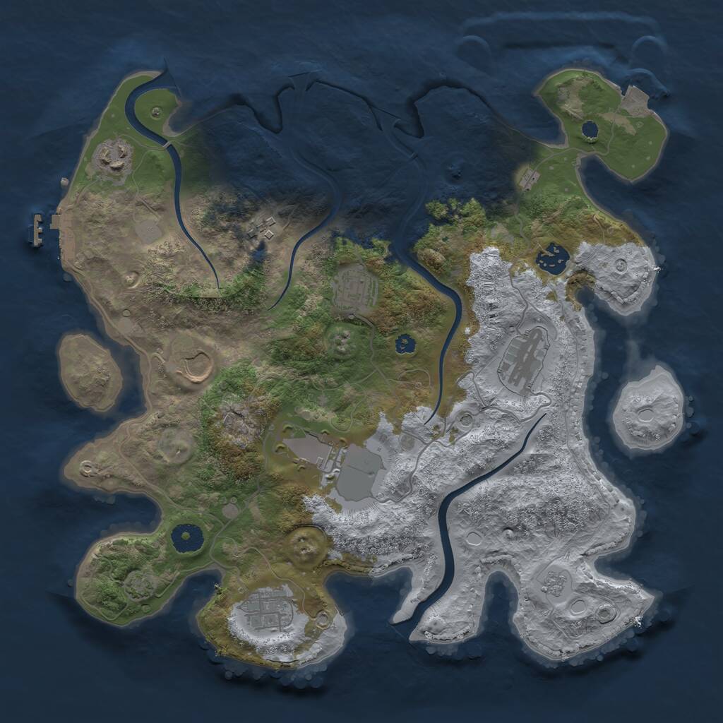 Rust Map: Procedural Map, Size: 3543, Seed: 1713574919, 13 Monuments