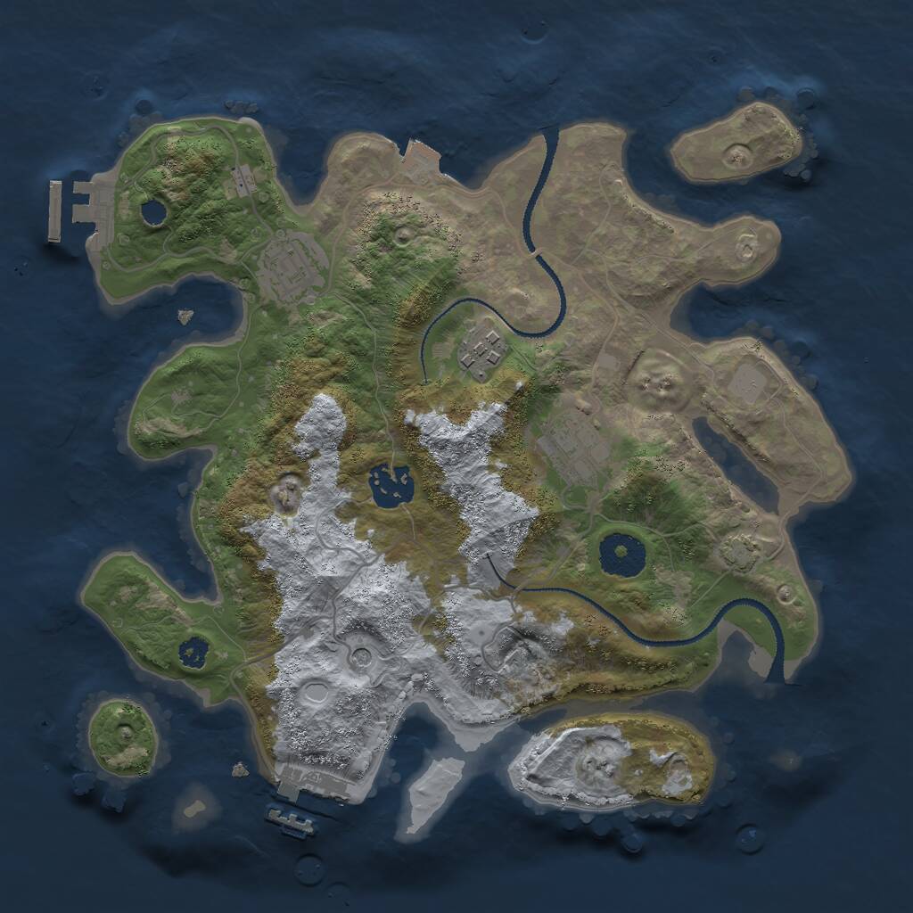 Rust Map: Procedural Map, Size: 3000, Seed: 14654423, 9 Monuments