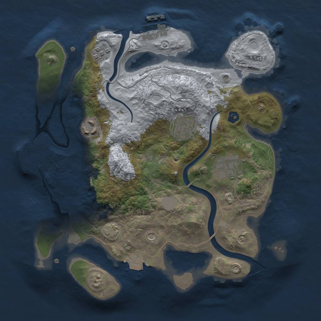Rust Map: Procedural Map, Size: 2750, Seed: 15251521, 9 Monuments