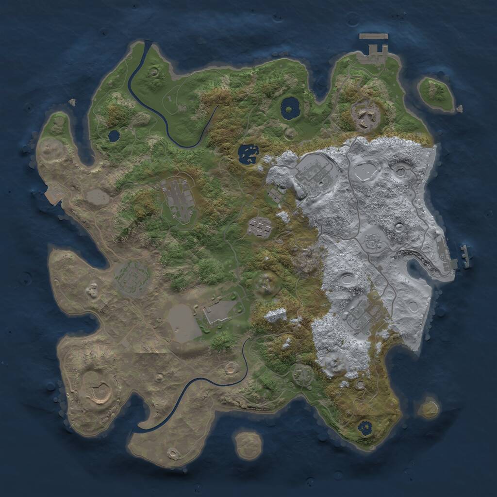 Rust Map: Procedural Map, Size: 3500, Seed: 77751375, 15 Monuments